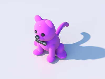 Purple Cat shaped Furniture Stool With Black Bone Decor On Light Background 3d model