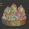 Golden Stylized Chick Figurines On Shiny Decorative Base