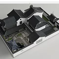 Traditional Chinese Ancient Architecture With Overhanging Eaves Gray Tiles White Walls And Courtyard