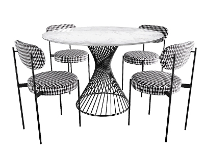 Modern Marble Dining Table and Chair Negotiation Table and Chair Fabric Dining Chair Houndstooth Dining Chair Marble Dining Table model