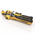 Yellow And Black Mechanical Weapon With Metallic Structure Long Barrel And Complex Parts