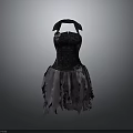 Black And Purple Fashionable Daily Life Dress With Ruffled Skirt And Decorative Buttons