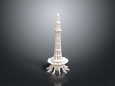 Detailed White Eiffel Tower Architectural Model With Intricate Structure And Base 3d model