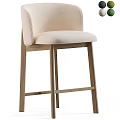 Nordic Style Light Beige Upholstered Single Sofa Chair With Natural Solid Wood High Legs
