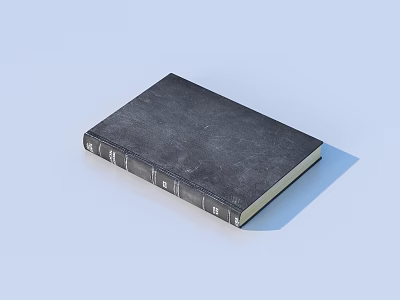 A Black Cover Book With Decorative Letters On Light Blue Background Lying Flat With Shadow 3d model