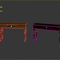 Two Light And Dark Wood Tables With Drawers And Four Legs On Gray Background