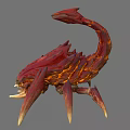 Red Orange Fantasy Scorpion Creature With Spiked Exoskeleton Sharp Claws And Glowing Tail 3d model
