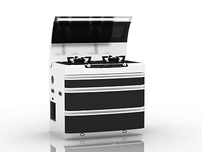 Modern Kitchen Appliance With Gas Stove Top And Storage Drawers Design 3d model