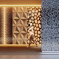 Decorative Wall Panels With Geometric Patterns Circular Holes And Dot Textures In Interior Space 3d model