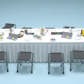 Commercial Art Equipment With Colorful Paint Palette Brushes And Easels Supplies