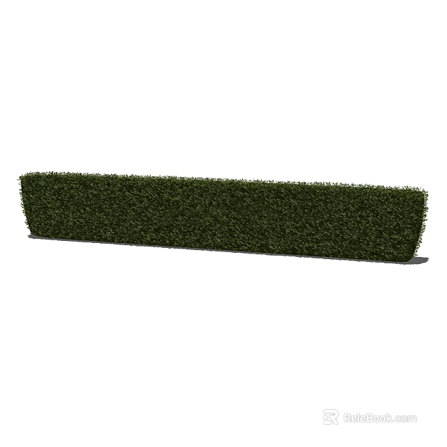 Well Trimmed Evergreen Hedge Shrub With Rectangular Shape And Green Foliage 3d model 