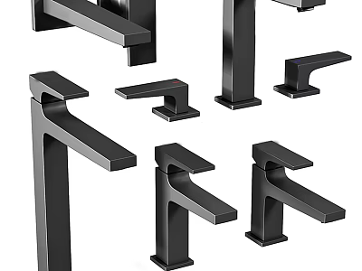 Modern Black Water Faucets Showcasing Multiple Stylish Designs For Home Use 3d model