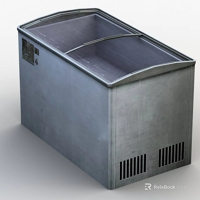 Stainless Steel Chest Freezer With Transparent Curved Lid And Bottom Vents 3d model 