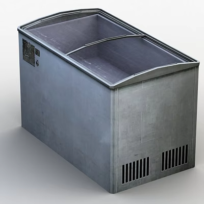 Stainless Steel Chest Freezer With Transparent Curved Lid And Bottom Vents 3d model
