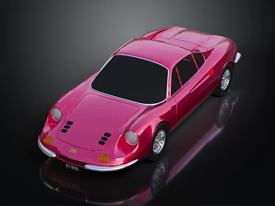 Vintage Pink Sports Car With Shiny Exterior And Classic Design Details 3d model