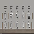 Modern Urinal Design Collection Featuring Various Styles And Wooden Side Panels 3d model