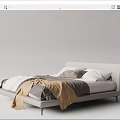 Modern Double Bed With Upholstered Headboard Neutral Pillows And Beige Blanket