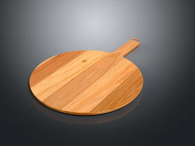 Round Wooden Chopping Board With Handle For Kitchen Food Preparation 3d model