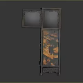 Traditional Blue And Gold Decorative Cabinet With Open Doors And Intricate Carvings
