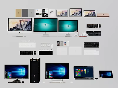 Various Computer Devices Including Desktops Laptops Monitors Keyboards And Mice 3d model