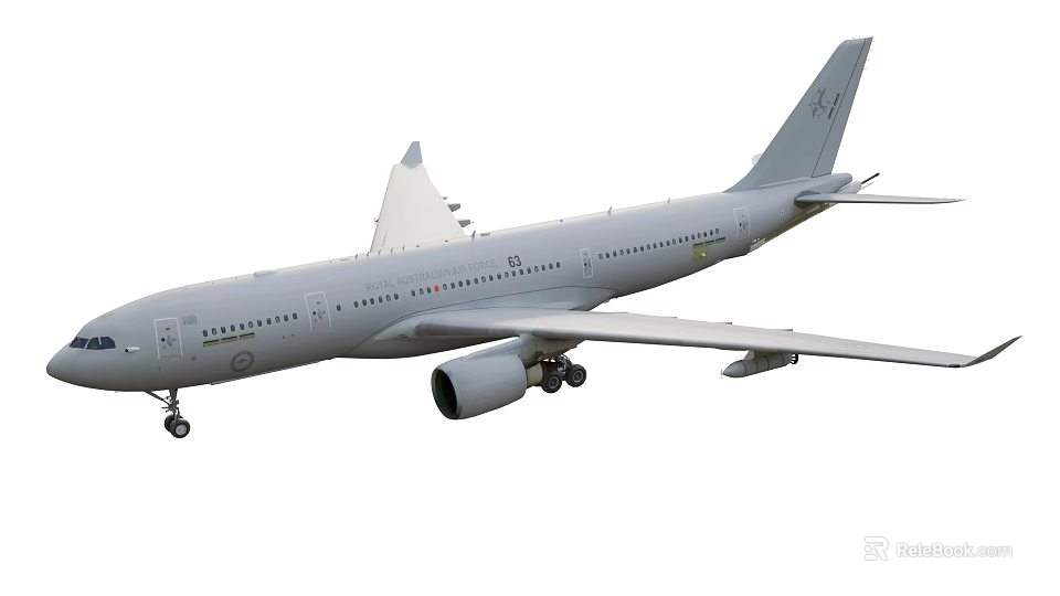 Gray Passenger Plane With Large Wings And Engines On Landing Gear 3d model 