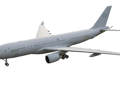 Gray Passenger Plane With Large Wings And Engines On Landing Gear 3d model