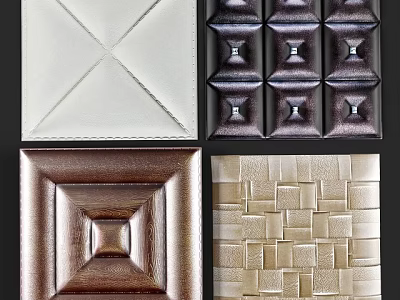 Upholstered Wall Panels Showcasing Various Designs Textures and Materials Including Stitched Tufted and Woven Patterns 3d model