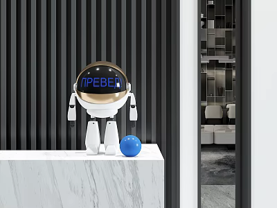 Modern robot sculpture 3d model