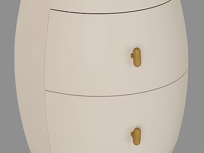Modern White Side Table with Two Drawers and Gold Handles Design 3d model