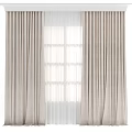 Gray Window Curtains with White Sheer Panels for Light Filtering Design 3d model