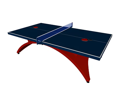 Sturdy Sports Equipment Ping Pong Table With Dark Blue Top Red Legs And White Net 3d model