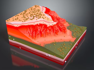 3D Layered Garden Landscape Model With Colorful Terrain And Vegetation Zones 3d model