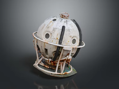 Rusted Vintage Metal Sphere With Stand Holes And Weathered Industrial Surface 3d model