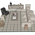 Modern Living Room Sofa Coffee Table Set With Accent Chair Floor Lamp And Decorative Items