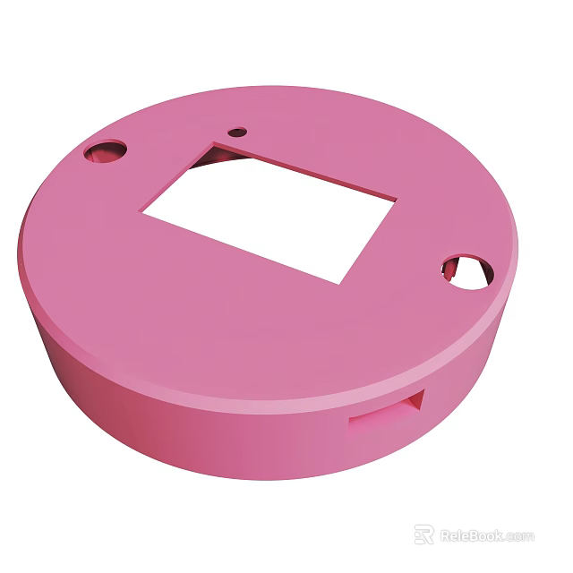 Pink Circular Component With Central Square Opening And Small Holes 3d model 