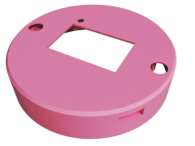 Pink Circular Component With Central Square Opening And Small Holes 3d model