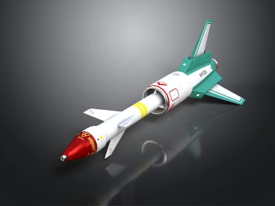 Cosmic Aerospace Rocket Model Featuring Red White Green Design And Propulsion System For Space Missions 3d model