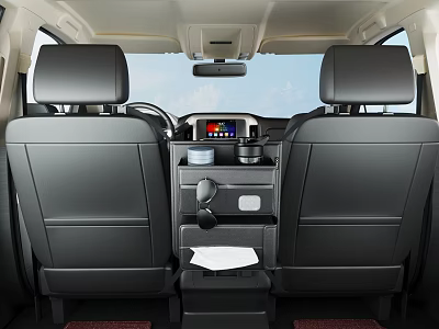 Car Interior Rear Seats With Center Console Cup Holders Tissue Box And Storage Compartments 3d model
