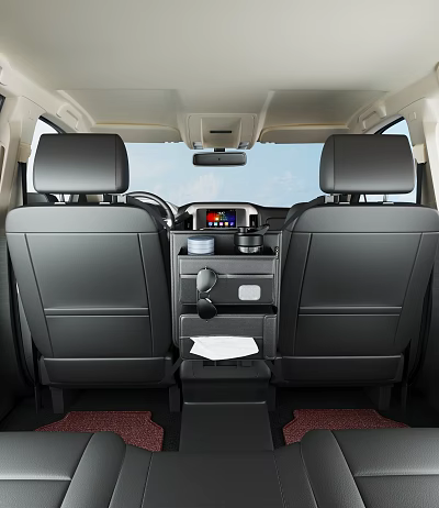 Car Interior Rear Seats With Center Console Cup Holders Tissue Box And Storage Compartments 3d model