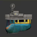 Vintage Mechanical Device With Colorful Blue Orange Exterior And Top Gear Structure