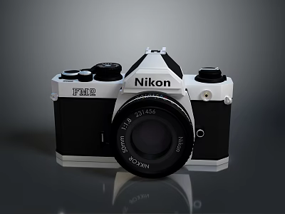 Nikon F3 Classic SLR Film Camera With 50mm Lens And Vintage Design 3d model