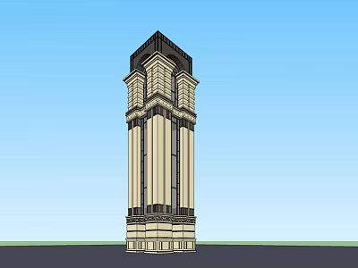 Classical Tower Exterior Design With Ornate Columns Arched Windows And Decorative Tower Top 3d model