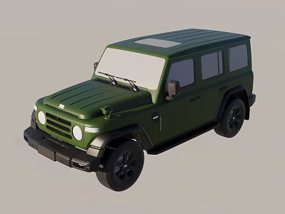 Green Vintage SUV With Hardtop Exterior And Classic Off Road Design 3d model