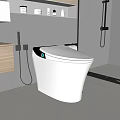Smart Modern Toilet In Contemporary Bathroom With Vanity Towels And Glass Shower
