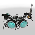Musical Instruments And Art Supplies Featuring Drum Set And Guitar