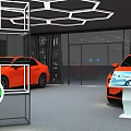 LYNK CO New Energy Vehicle Showroom Interior With Red Cars And Glass Facade