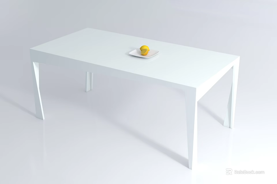 White Modern Coffee Table With Minimalist Design And Fruit On Plate 3d model