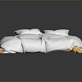Modern Cozy Bed Setup With White Comforter Soft Pillows And Orange Trim 3d model