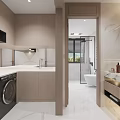 Modern Bathroom Interior Design With Marble Walls Glass Shower Toilet Urinal And Vanity