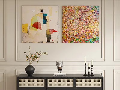 Cream Wind Decorative Painting Hanging Painting 3d model